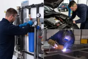 Hombres trabajando en oficios industriales