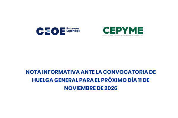 Cartel nota CEOE-Cepyme por huelga general